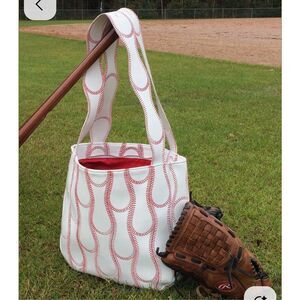 Stylish White and Red Tote Bag